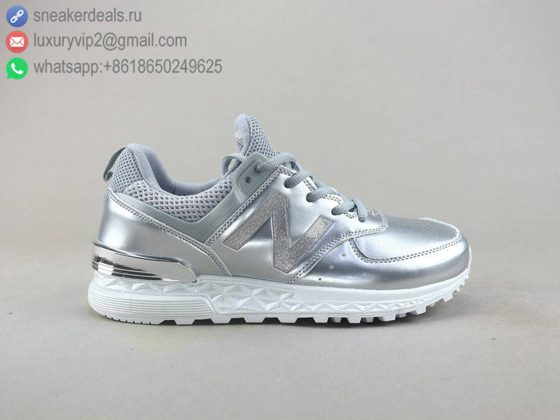 NEW BALANCE WS574 SILVER LEATHER WOMEN RUNNING SHOES